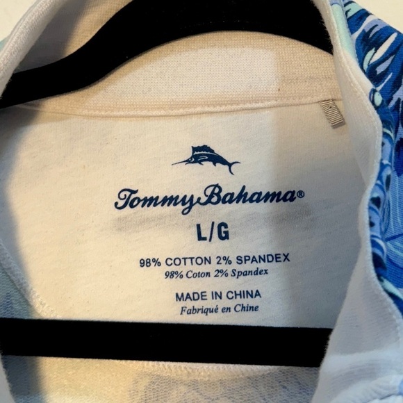 Tommy Bahama Women's Tropical Blue Floral Print Half zip Pullover - Size: Large - Picture 7 of 9